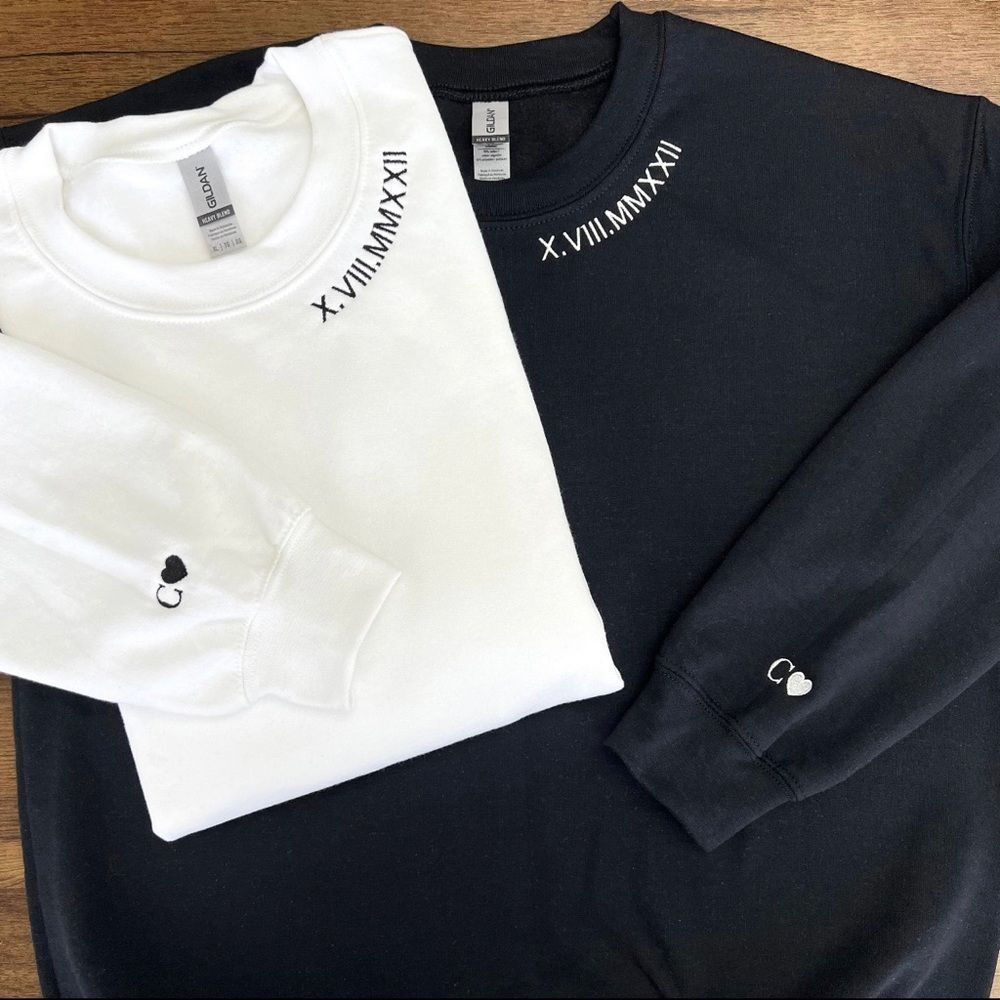 NWT Wool + Pepper Co. Custom Roman Numerals Special Date Crewneck w/ Initials